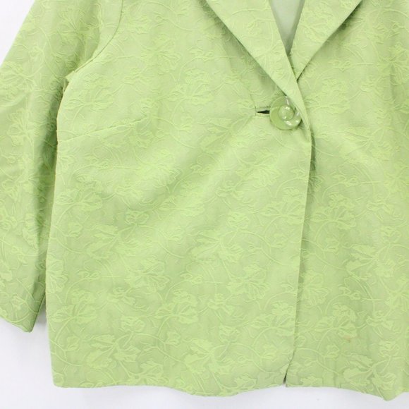 SilkLand Blazer Jacket Womens Light Green Floral Embroidered Lined Size XL - Picture 4 of 9